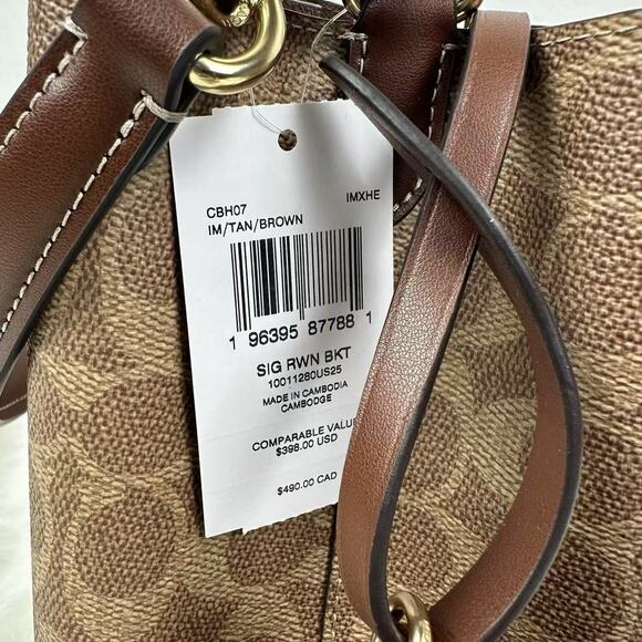 Coach Rowan Bucket Bag Crossbody In Signature Canvas CBH07 Tan Brown NWT - Picture 5 of 10